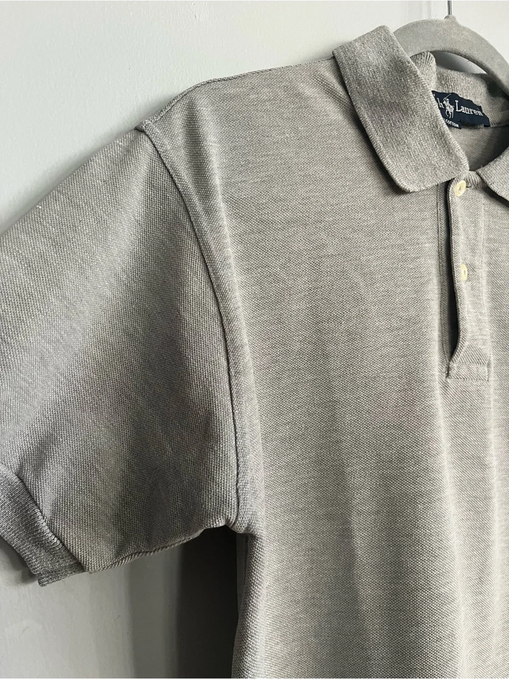 Ralph Lauren Light Gray Polo with Red Pony Embroidery